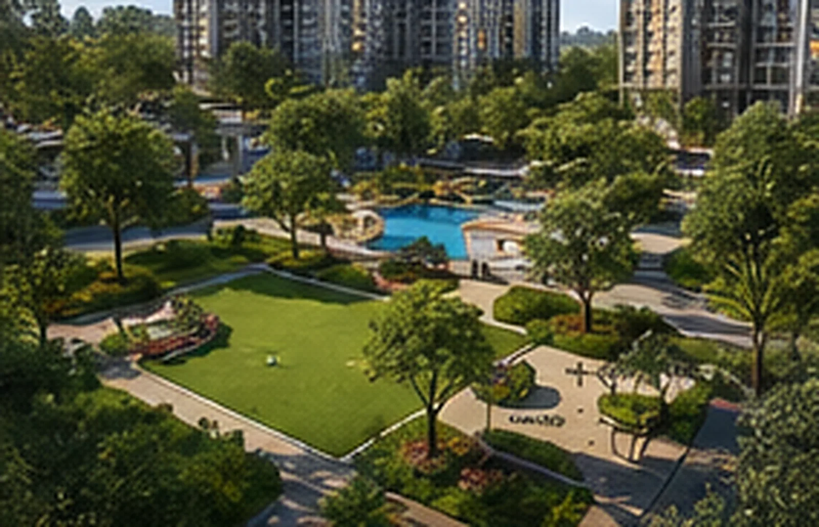 Artist's impression of Lodha Hoskote landscaped open spaces